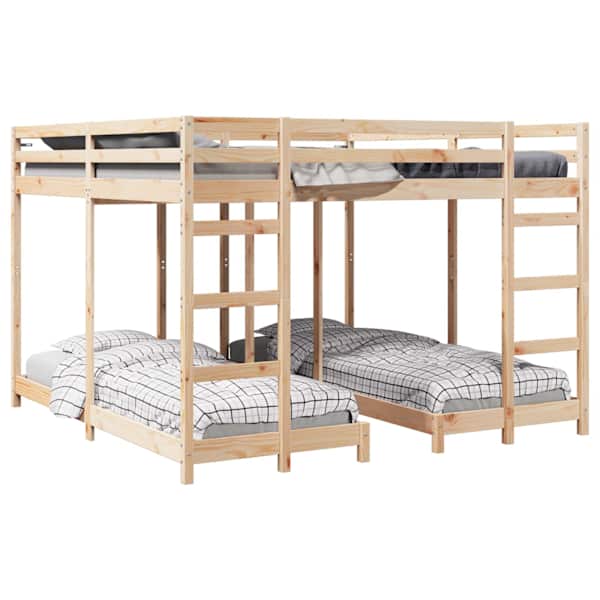vidaXL Kolmekordne Narivoodi Raam Neutraalne 80 / 200 x 200 cm