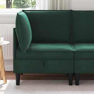 Sofa z shranjevanjem Temno zelena Žamet