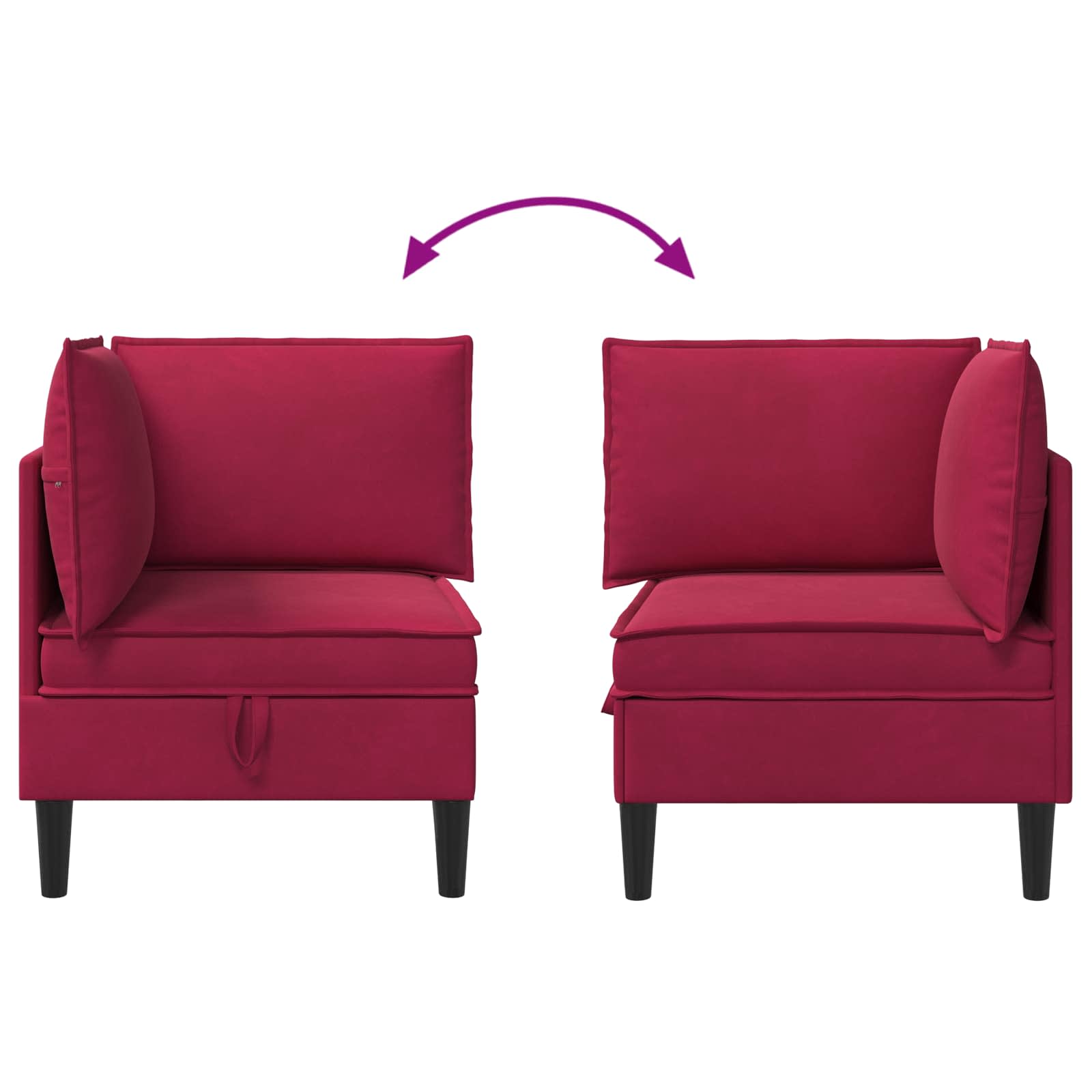 Sofa z shranjevanjem Vinorodna rdeča Žamet - slika 10