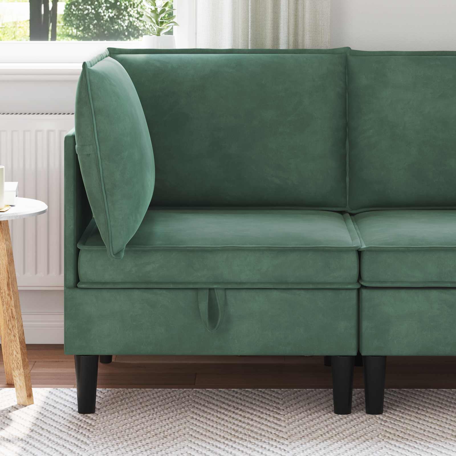 vidaXL Sofa cu Depozitare Verde Mării Catifea