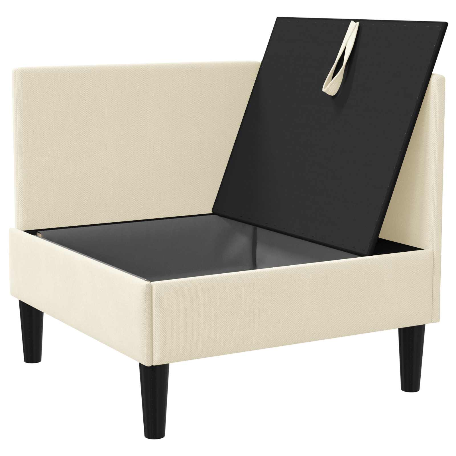Kotni sofa z shrambo Krem Žamet - slika 4