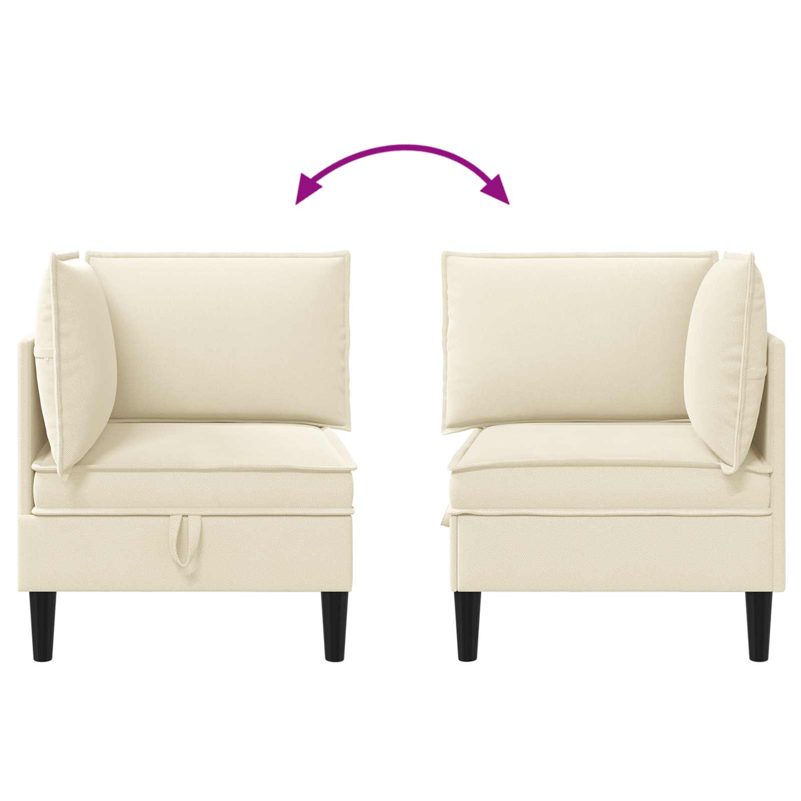Kotni sofa z shrambo Krem Žamet - slika 10