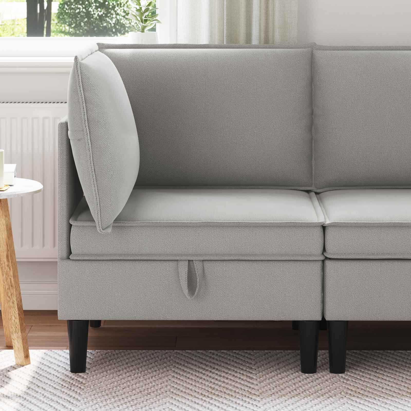 vidaXL Canapea colț cu depozitare Gri deschis Catifea