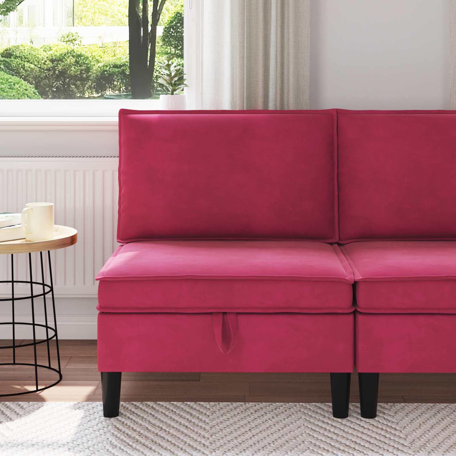 vidaXL Sofa cu Depozitare Roșu Vin Catifea