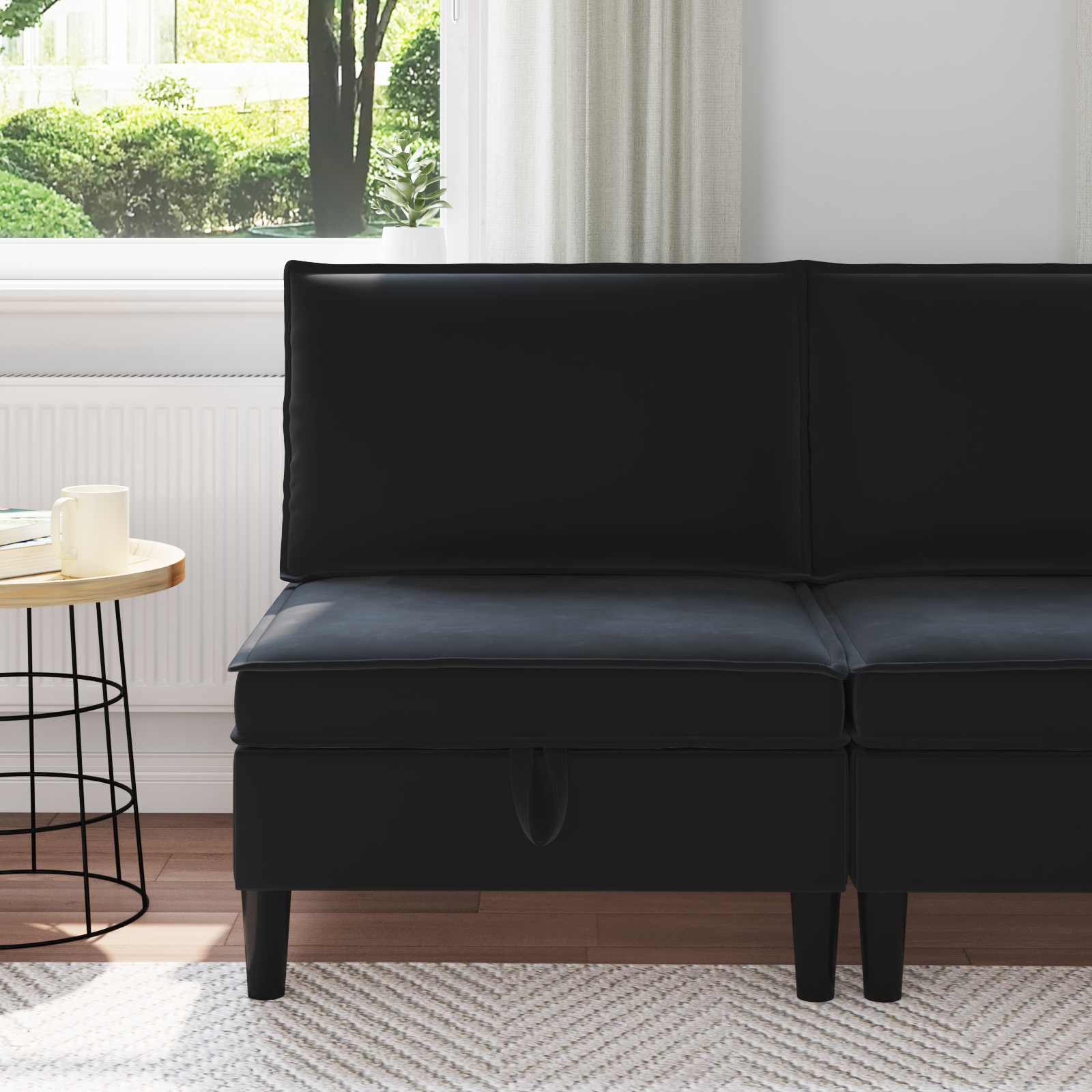 vidaXL Sofa cu Depozitare Negru Catifea