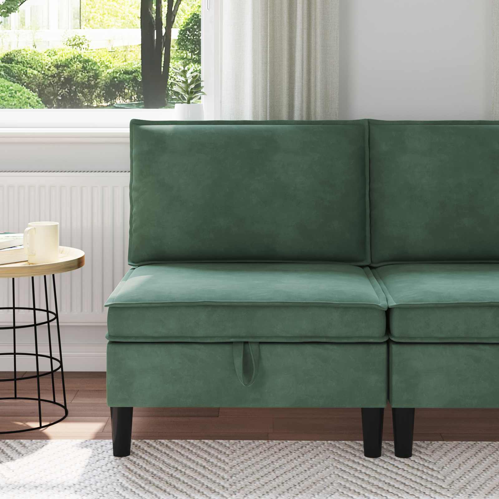 vidaXL Sofa cu Depozitare Verde Mării Catifea