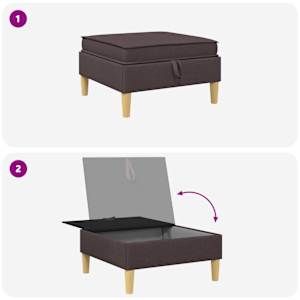 Pohovkový taburet se storage Tmavě hnědá Textil - obrázek 8