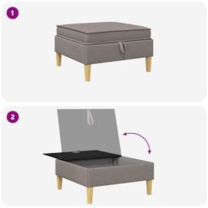 Pohovkový taburet se storage Taupe Textil - obrázek 8