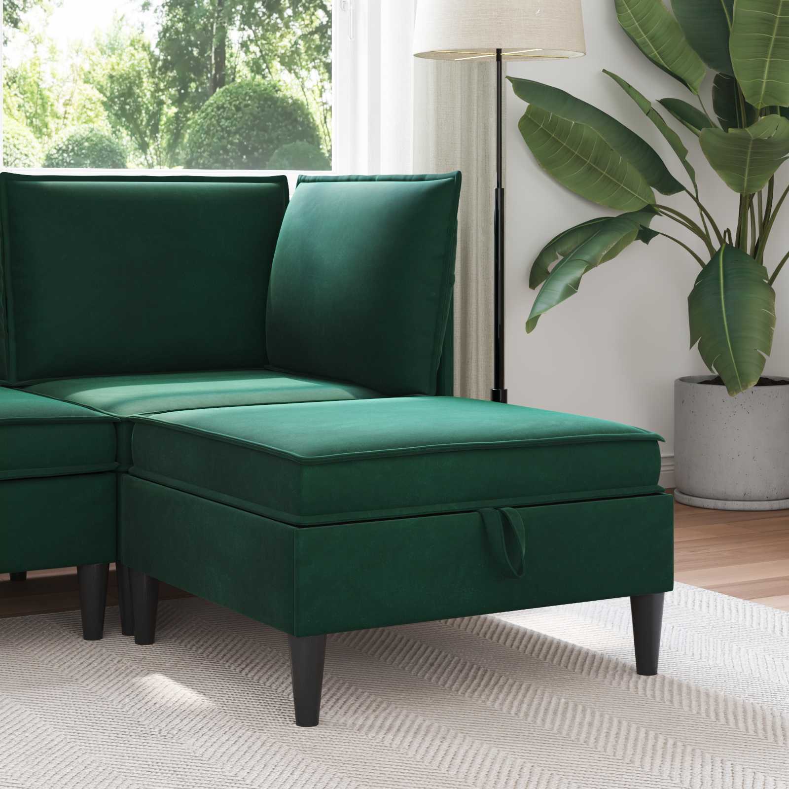 vidaXL Taburet cu depozitare Verde închis Catifea