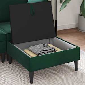 Pohovkový taburet se storage Tmavě zelená 70 x 70 x 40 cm Samet - obrázek 3