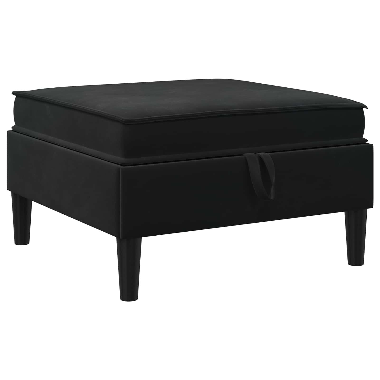 Pouf s shrambnim prostorom Črna Žamet - slika 2