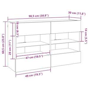 TV wall cabinet s LED Artisanový dub 98,5 x 30 x 60,5 cm - obrázek 17