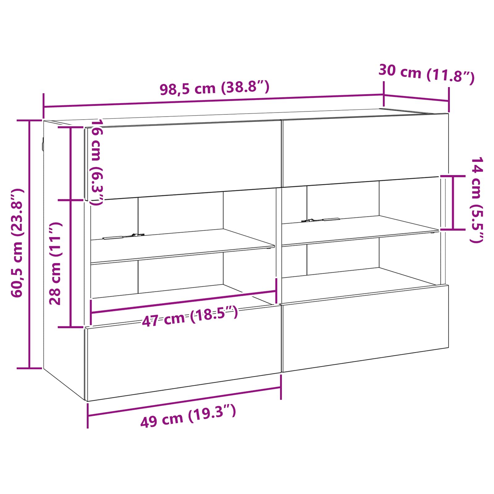 TV wall cabinet Černý dub 98,5 x 30 x 60,5 cm kompozitní dřevo - obrázek 17