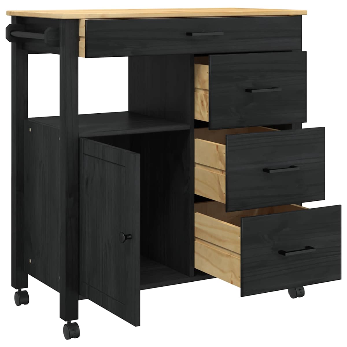 Køkkenvogn MONZA 84 x 40 x 88,5 cm Massivt fyrretræ - Billede 4