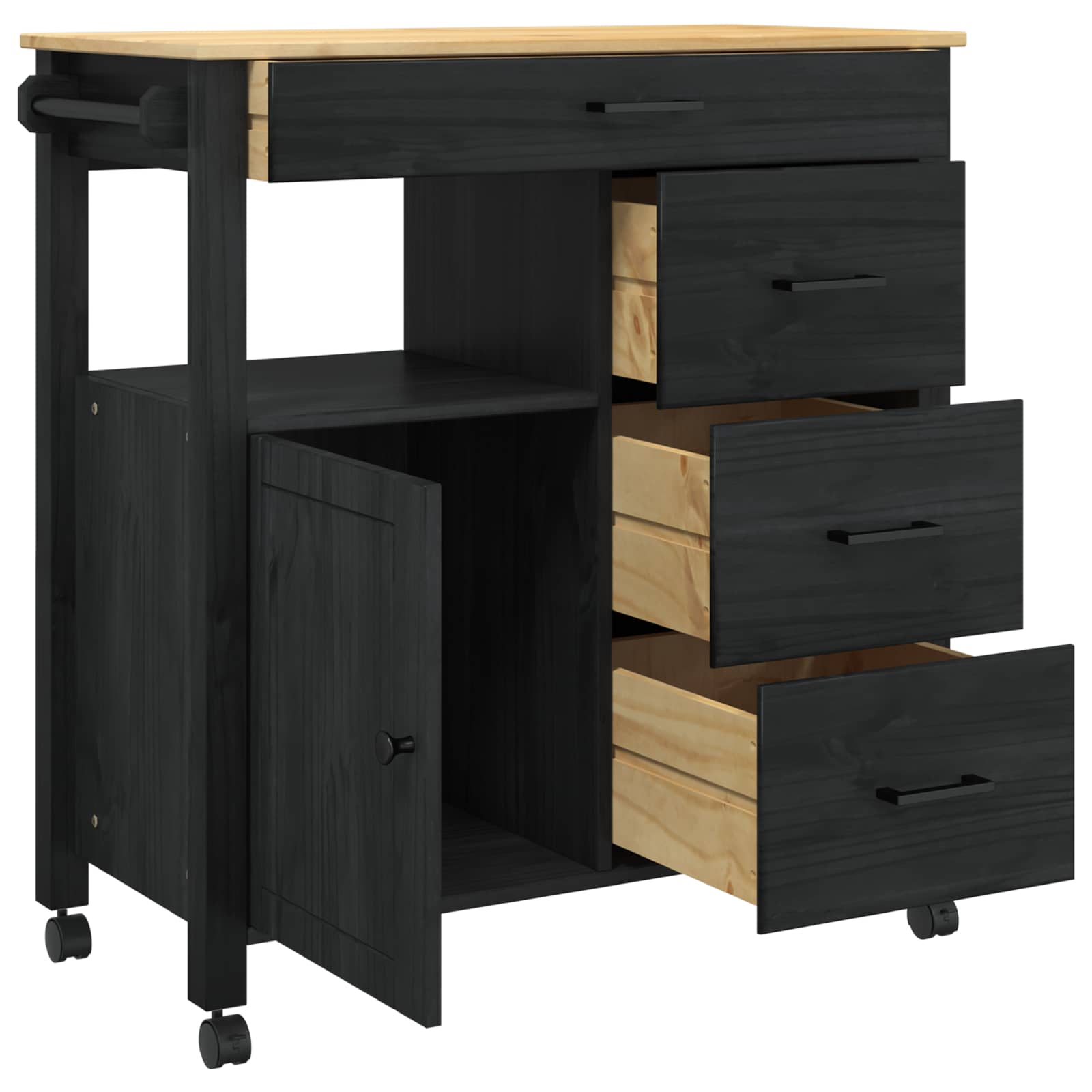 Keittiövaunu Yksivärinen Musta - Image 4