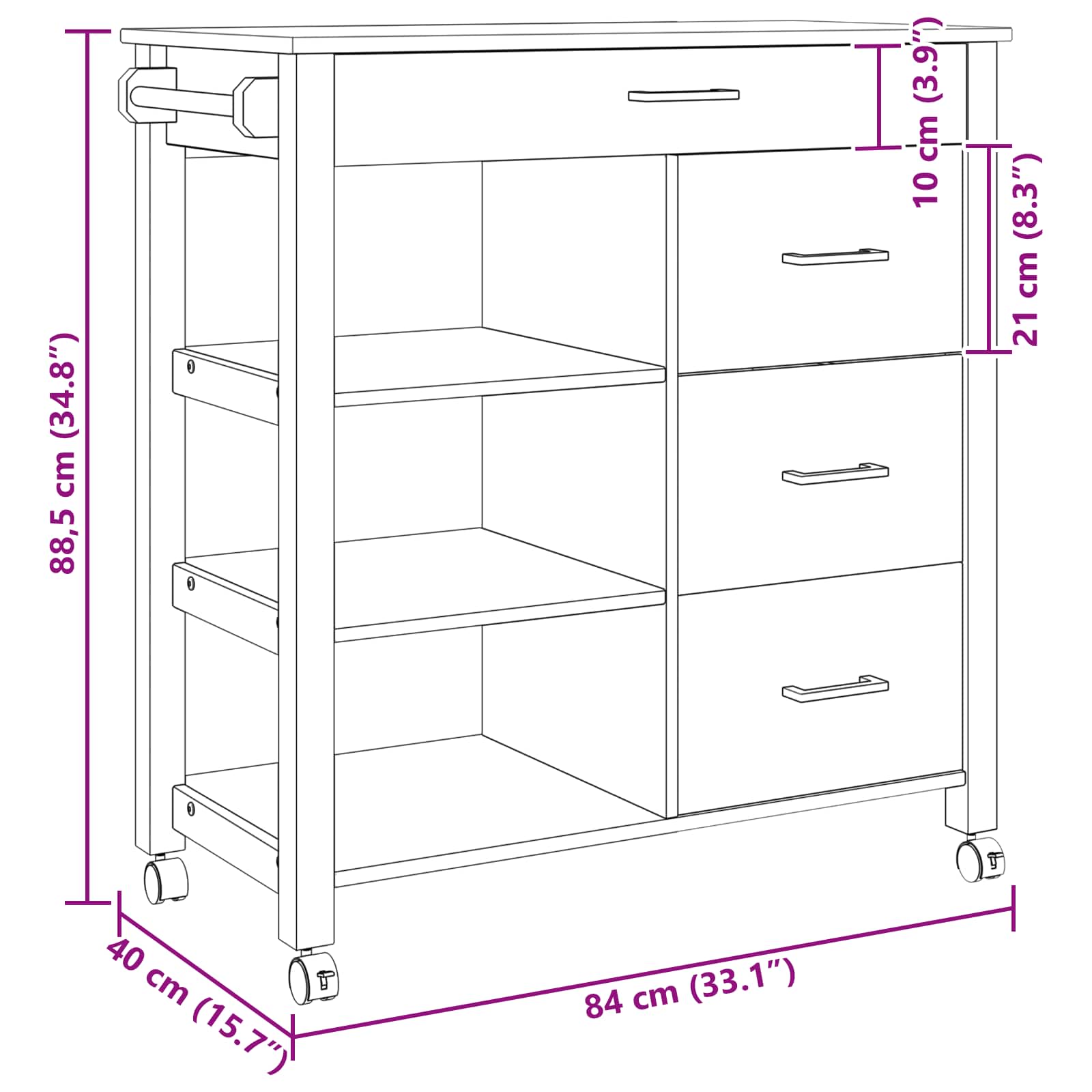 Keittiövaunu Musta - Image 9