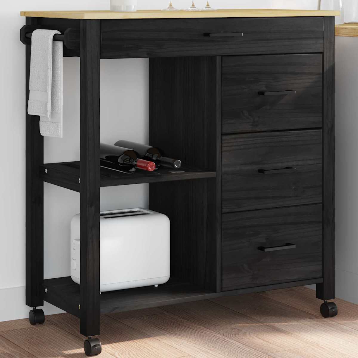 Køkkenvogn MONZA 84 x 40 x 88,5 cm Massivt fyrretræ - Billede 3
