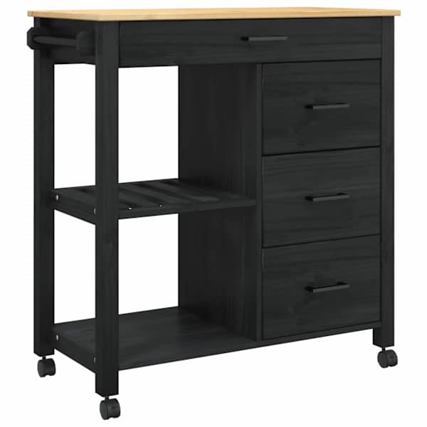 vidaXL K&ouml;&ouml;gik&auml;ru MONZA Must 84 x 40 x 88,5 cm Kindel m&auml;nnipuidust