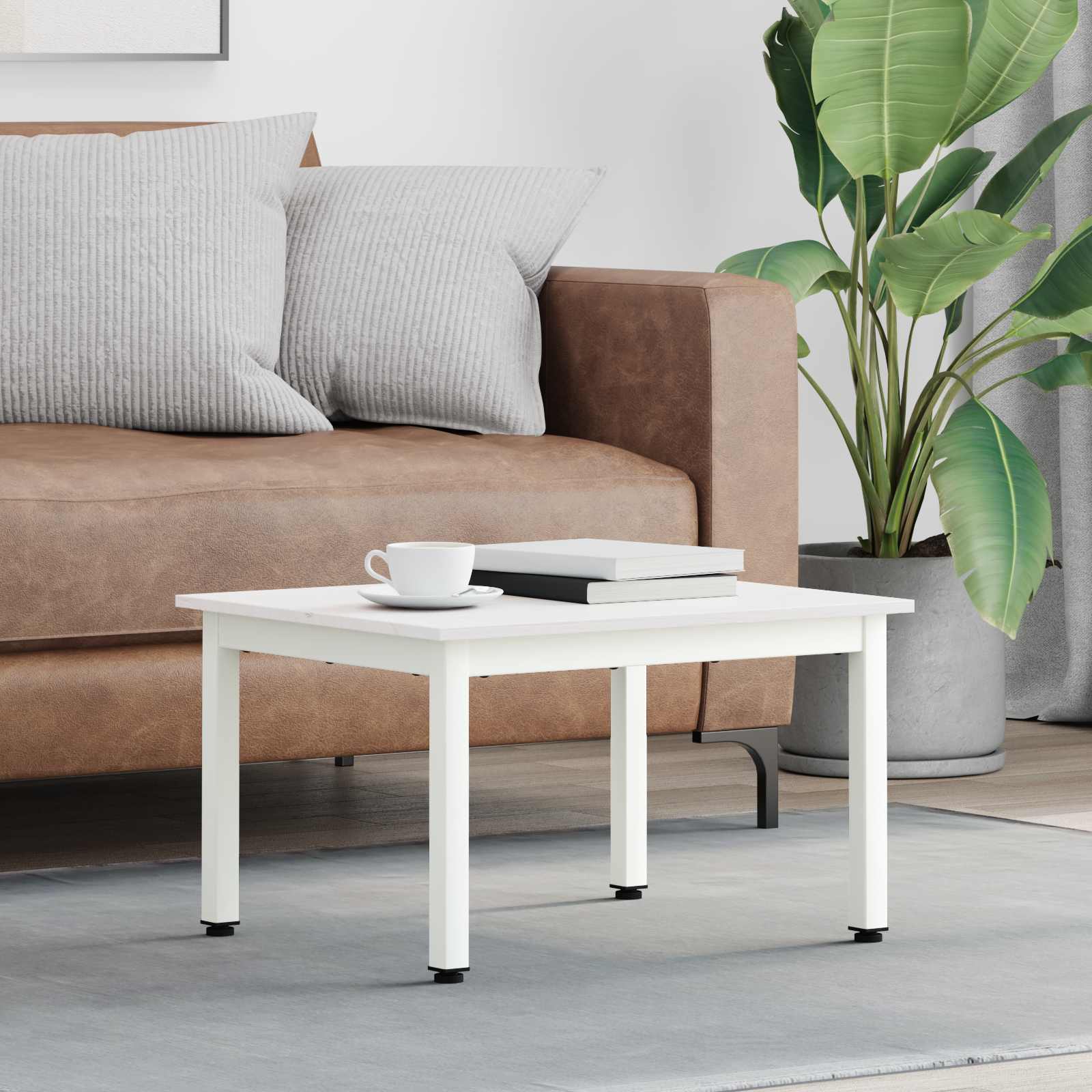 vidaXL Masă de cafea Alb 60 x 50 x 36 cm Lemn de pin masiv