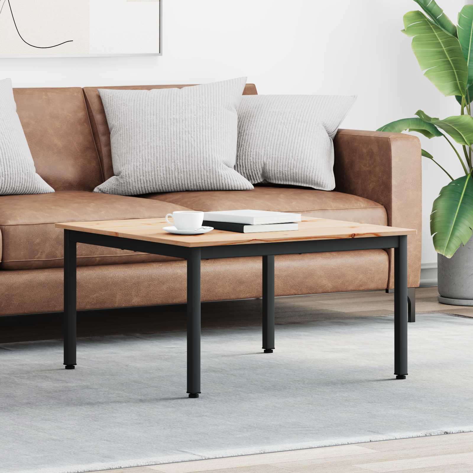 vidaXL Couchtisch Natur 80 x 80 x 45 cm Massives Kiefernholz