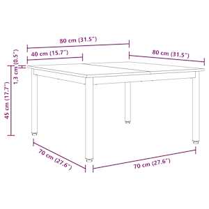 Konferenční stolek Bílá 80 x 80 x 45 cm Masivní borové dřevo - obrázek 11