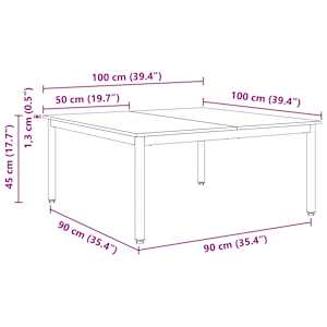 Konferenční stolek Bílá 100 x 100 x 45 cm Masivní borové dřevo - obrázek 10