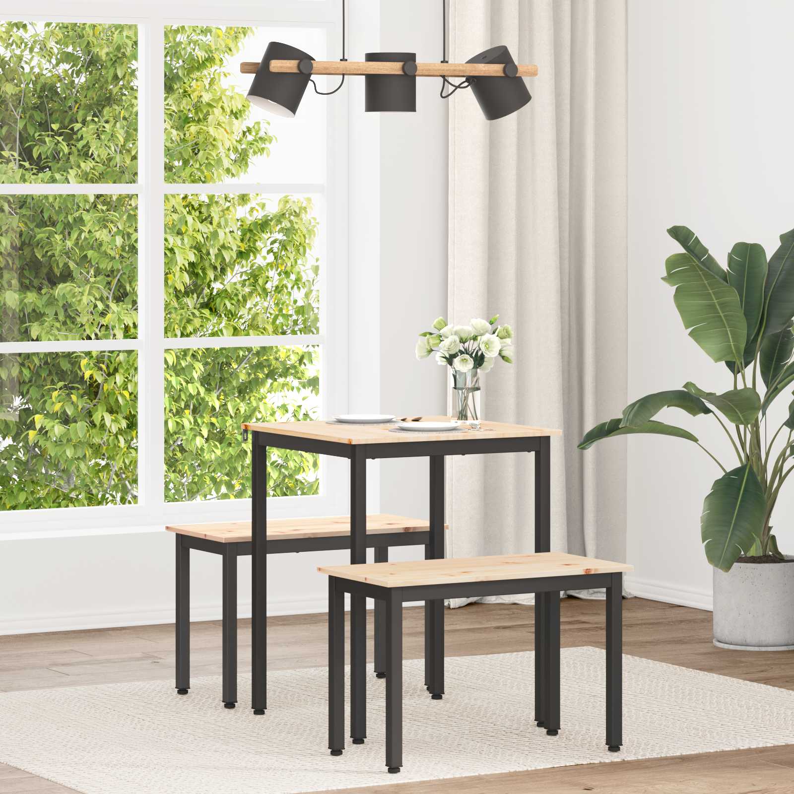 vidaXL Esstisch Natur 60 x 60 x 75 cm Massives Kiefernholz