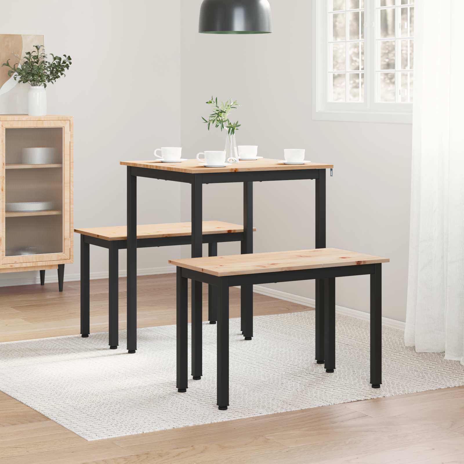 Ruokapöytä Luonnollinen 60 x 60 x 75 cm Massiivinen mänty - Image 4