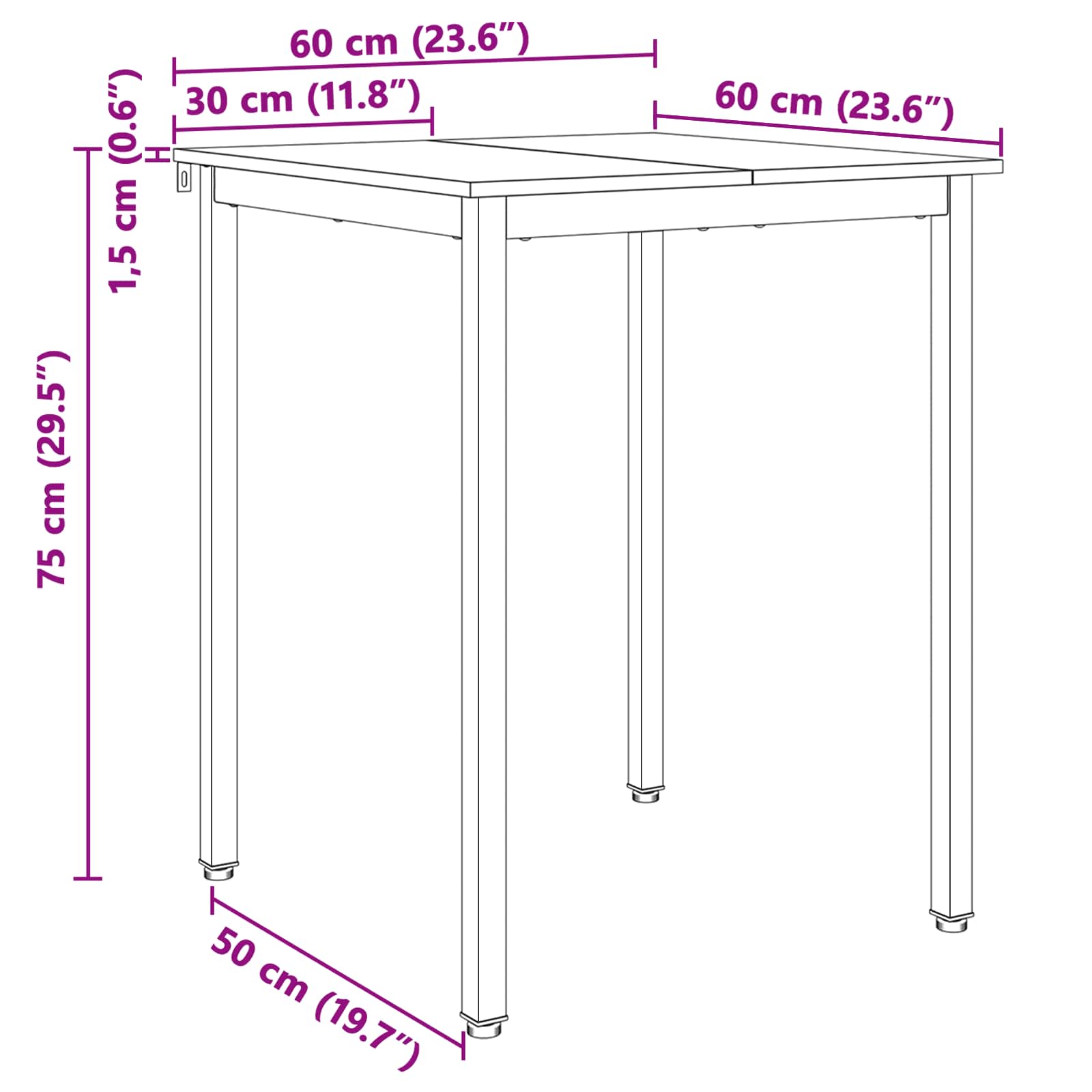 Ruokapöytä Luonnollinen 60 x 60 x 75 cm Massiivinen mänty - Image 11