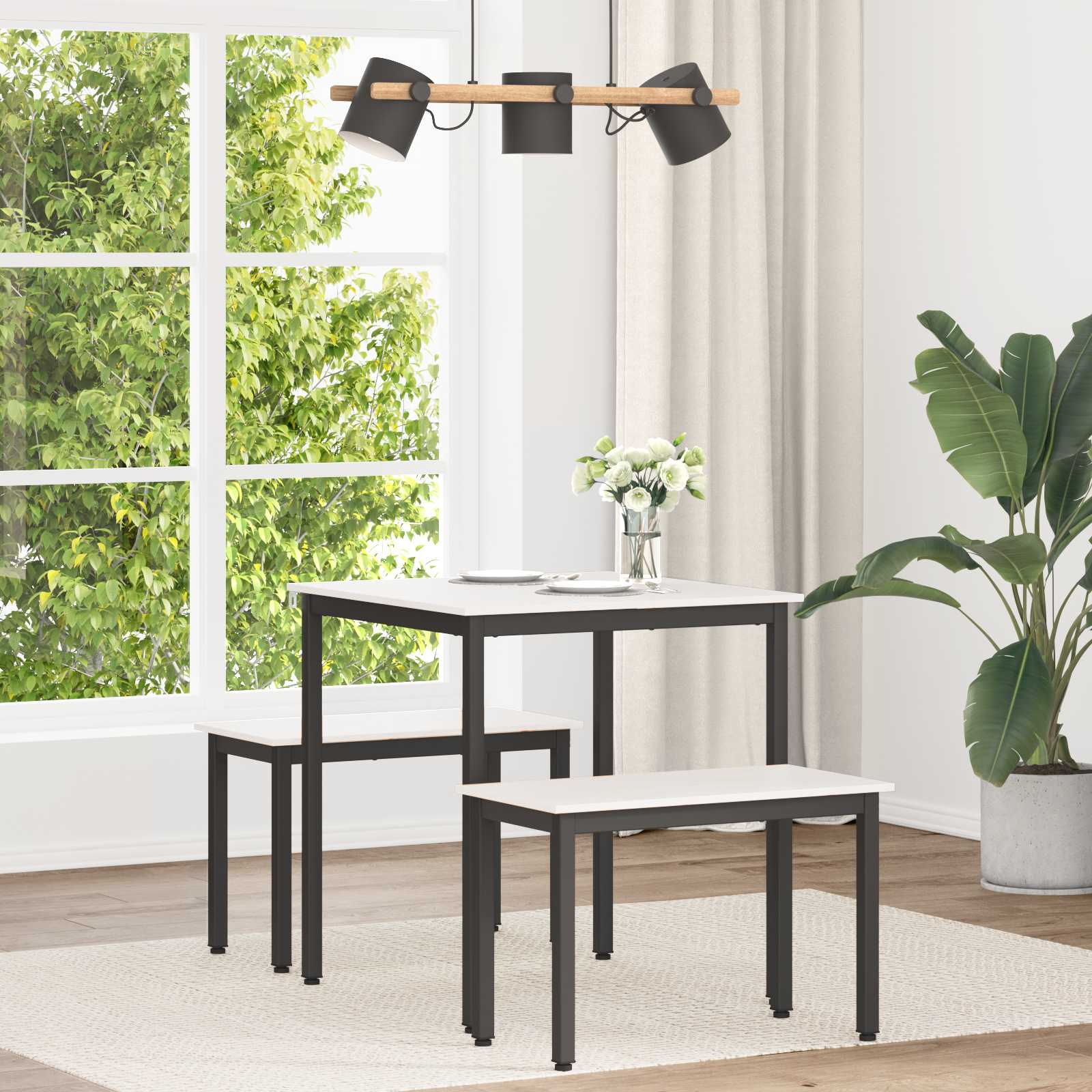 vidaXL Masă de dining Alb 70 x 70 x 75 cm Lemn de pin masiv