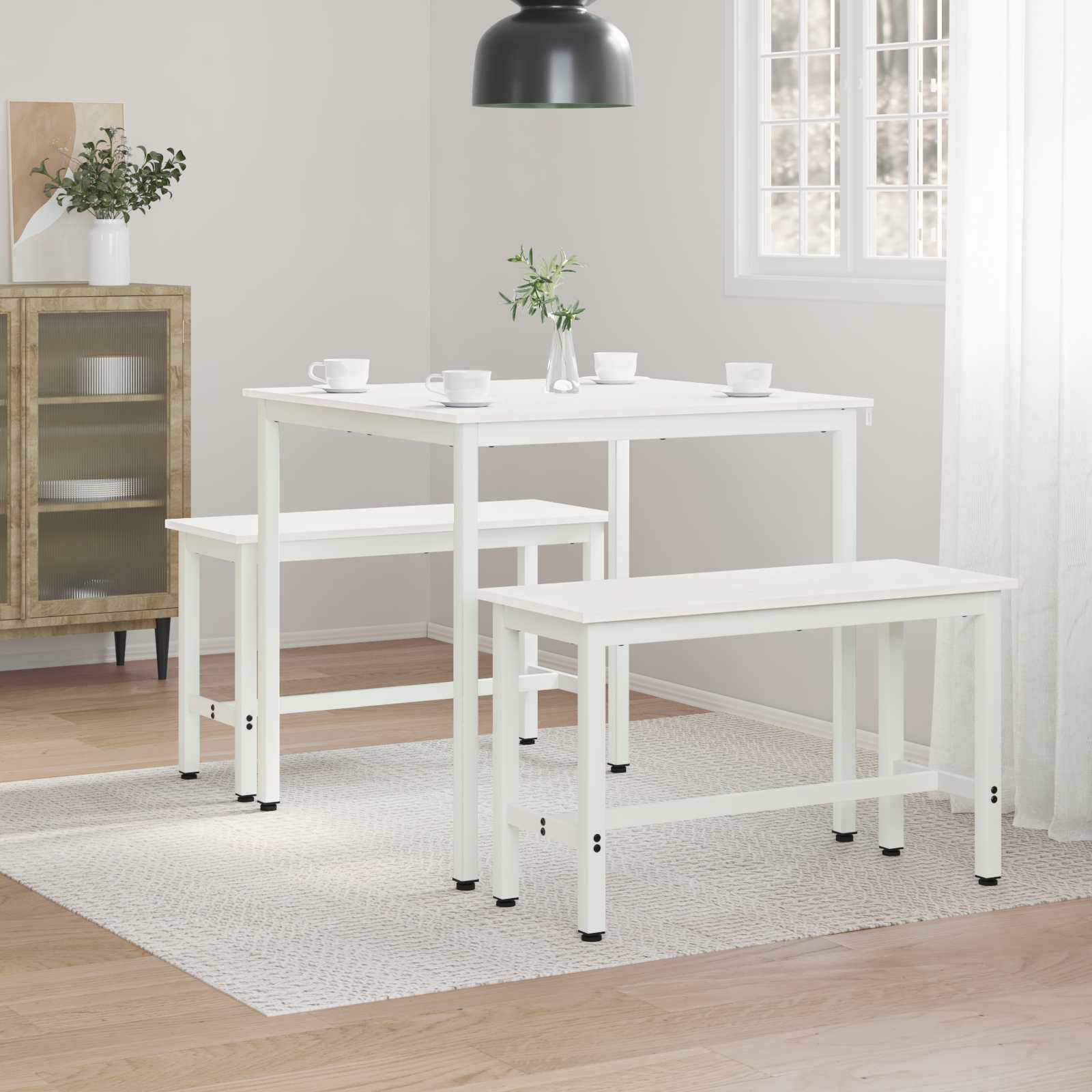 vidaXL Masă de dining Alb 80 x 80 x 75 cm Lemn de pin masiv