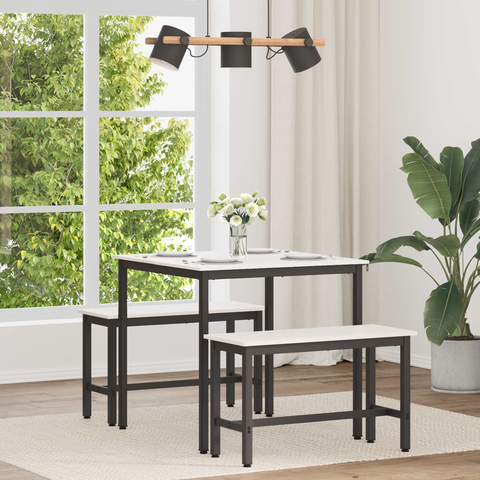 vidaXL Masă de dining Alb 80 x 80 x 75 cm Lemn de pin masiv