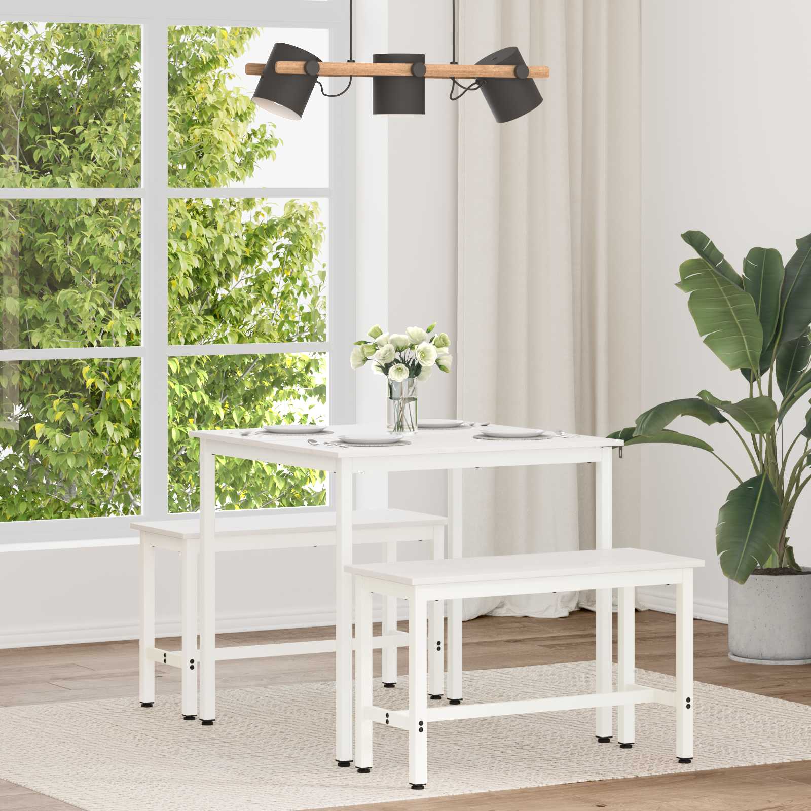 Ruokapöytä Valkoinen 80 x 80 x 75 cm Massiivinen mänty - Image 4