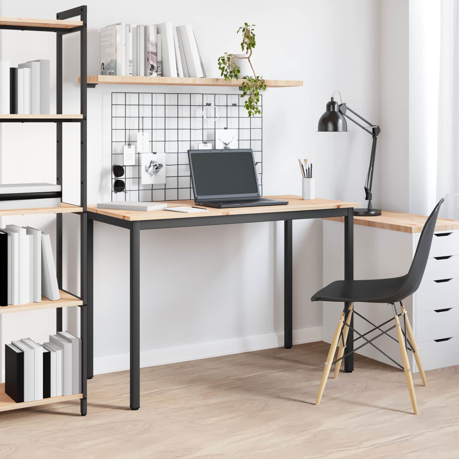 Ruokapöytä Luonnollinen 110 x 55 x 75 cm Massiivinen mänty - Image 4