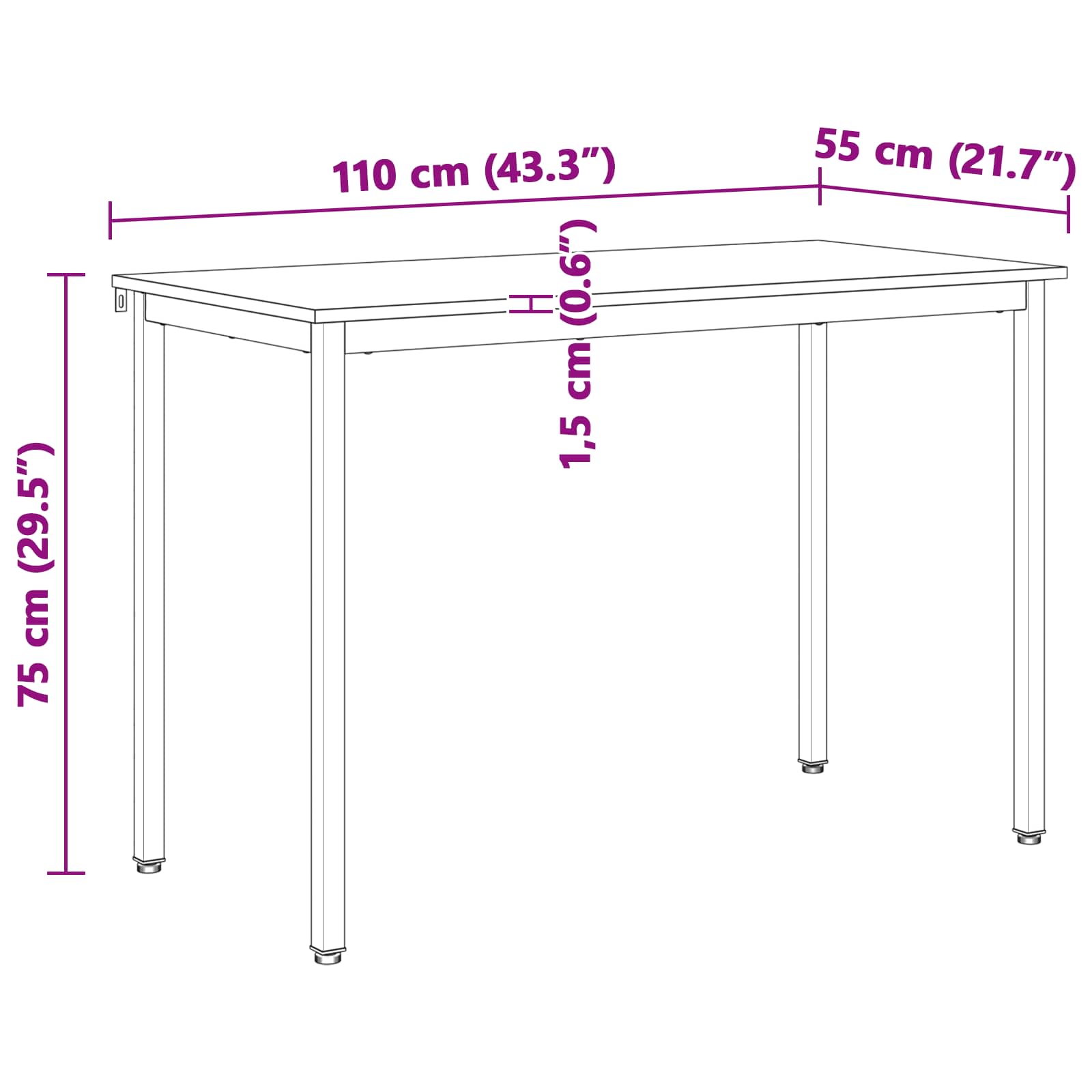 Ruokapöytä Luonnollinen 110 x 55 x 75 cm Massiivinen mänty - Image 10