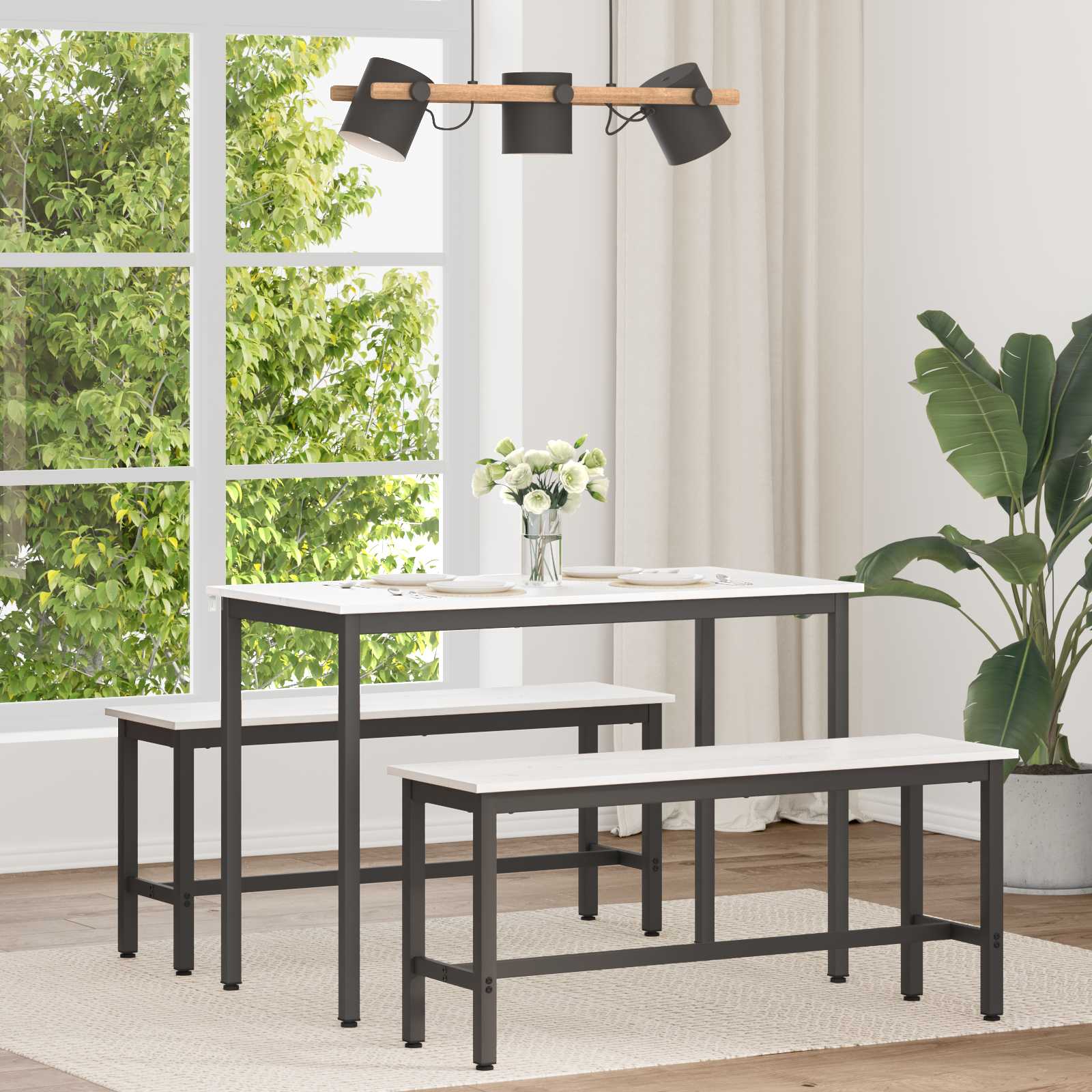 vidaXL Masă de dining Alb 110 x 55 x 75 cm Lemn de pin masiv