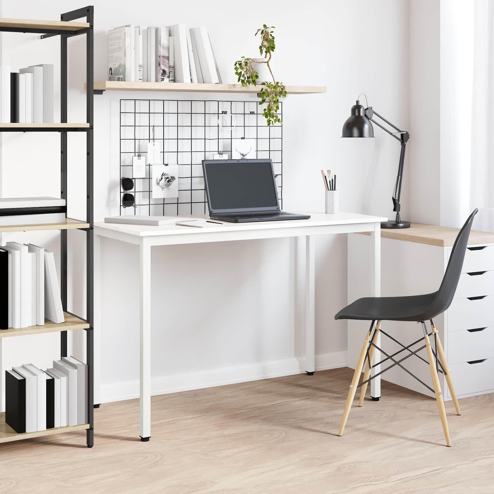 Ruokapöytä Valkoinen 110 x 55 x 75 cm Massiivinen mänty - Image 4