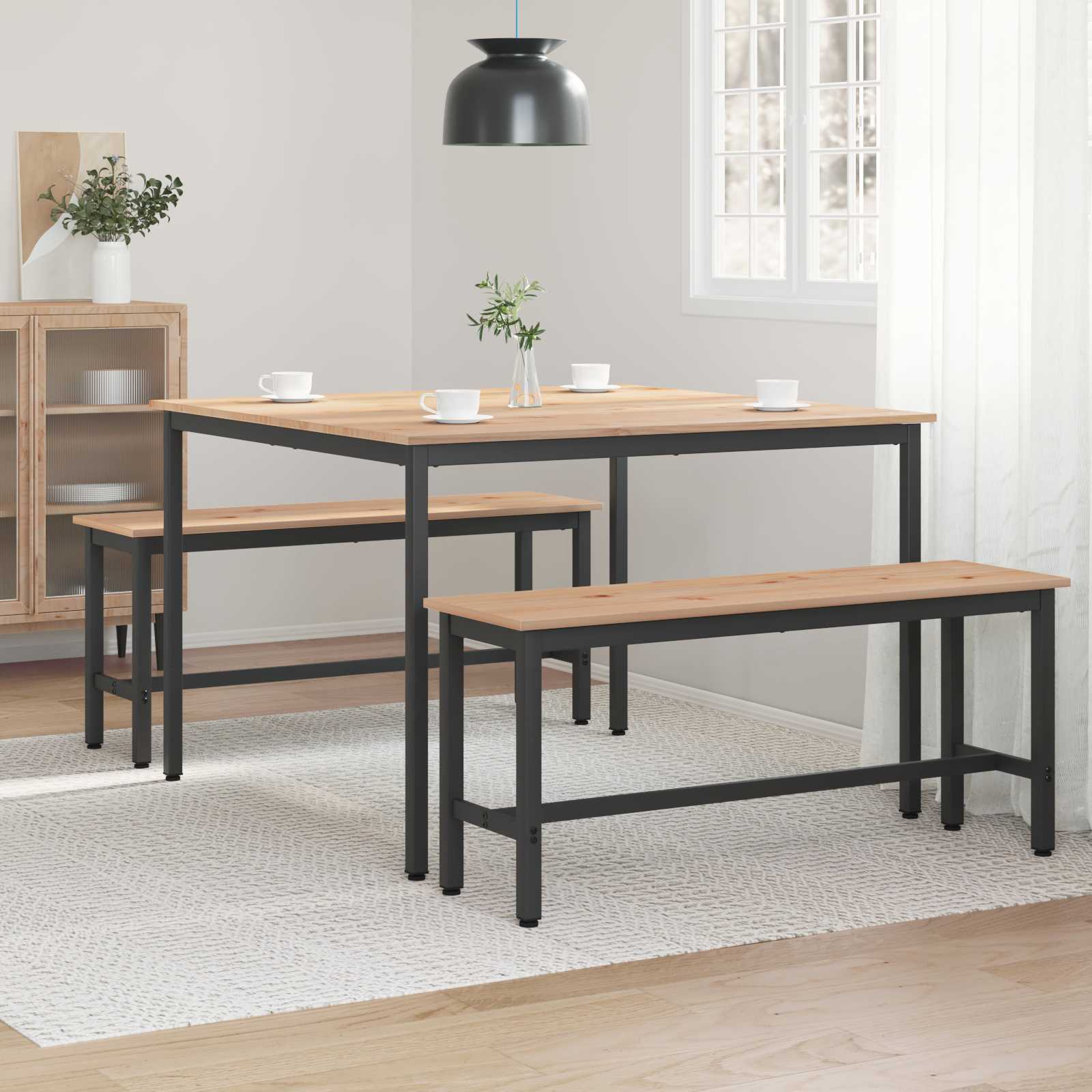 Ruokapöytä Luonnollinen 110 x 110 x 75 cm Massiivinen mänty - Image 4