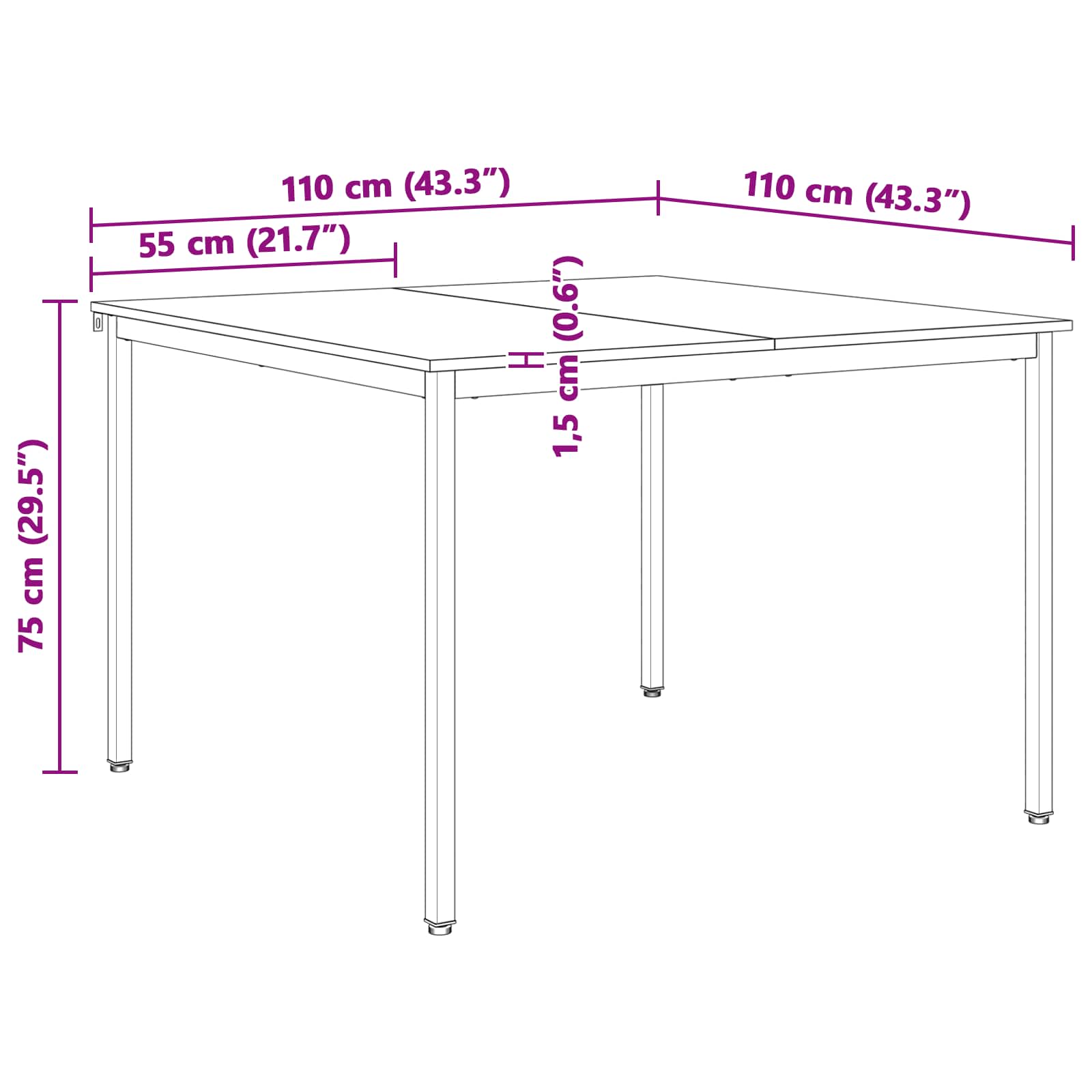 Ruokapöytä Luonnollinen 110 x 110 x 75 cm Massiivinen mänty - Image 11