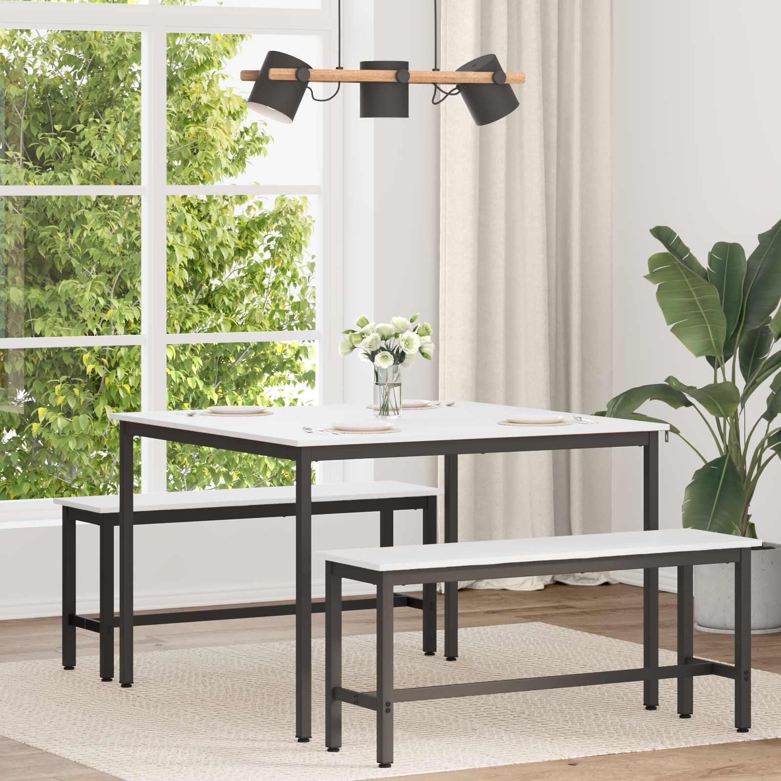 vidaXL Masă de dining Alb 110 x 110 x 75 cm Lemn de pin masiv