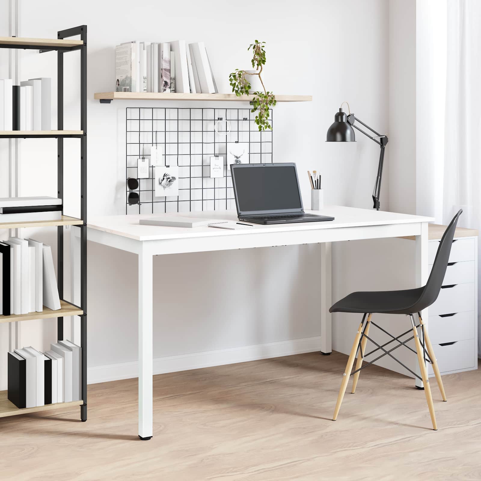 Ruokapöytä Valkoinen 140 x 80 x 75 cm Massiivinen mänty - Image 4