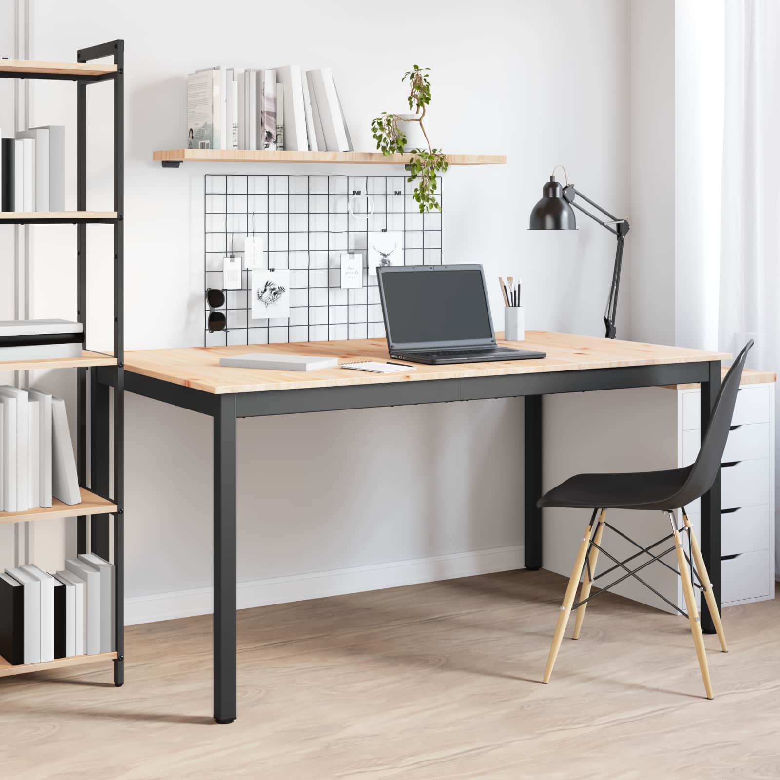 Ruokapöytä Luonnollinen 150 x 90 x 75 cm Massiivinen mänty - Image 4