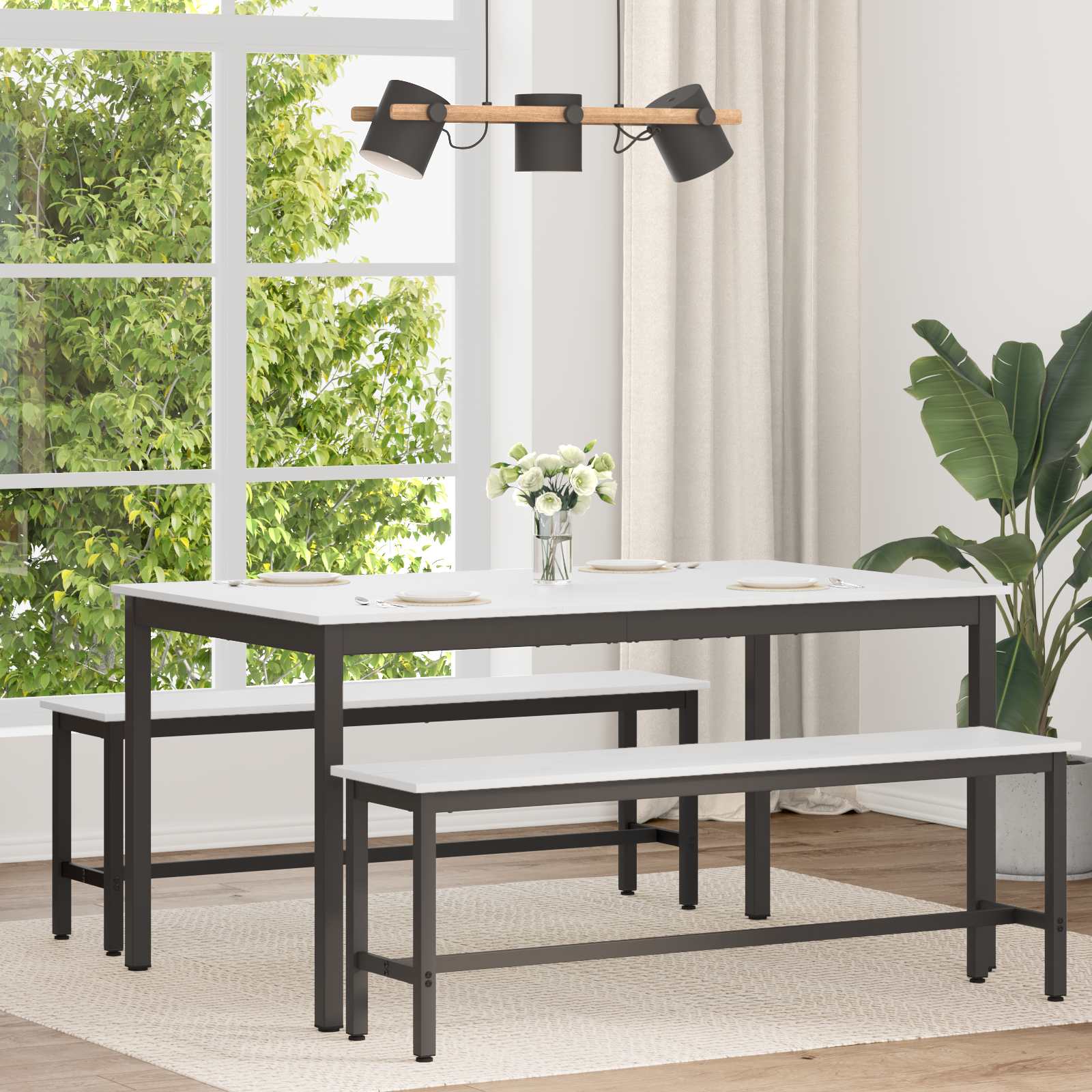 vidaXL Masă de dining Alb 150 x 90 x 75 cm Lemn de pin masiv