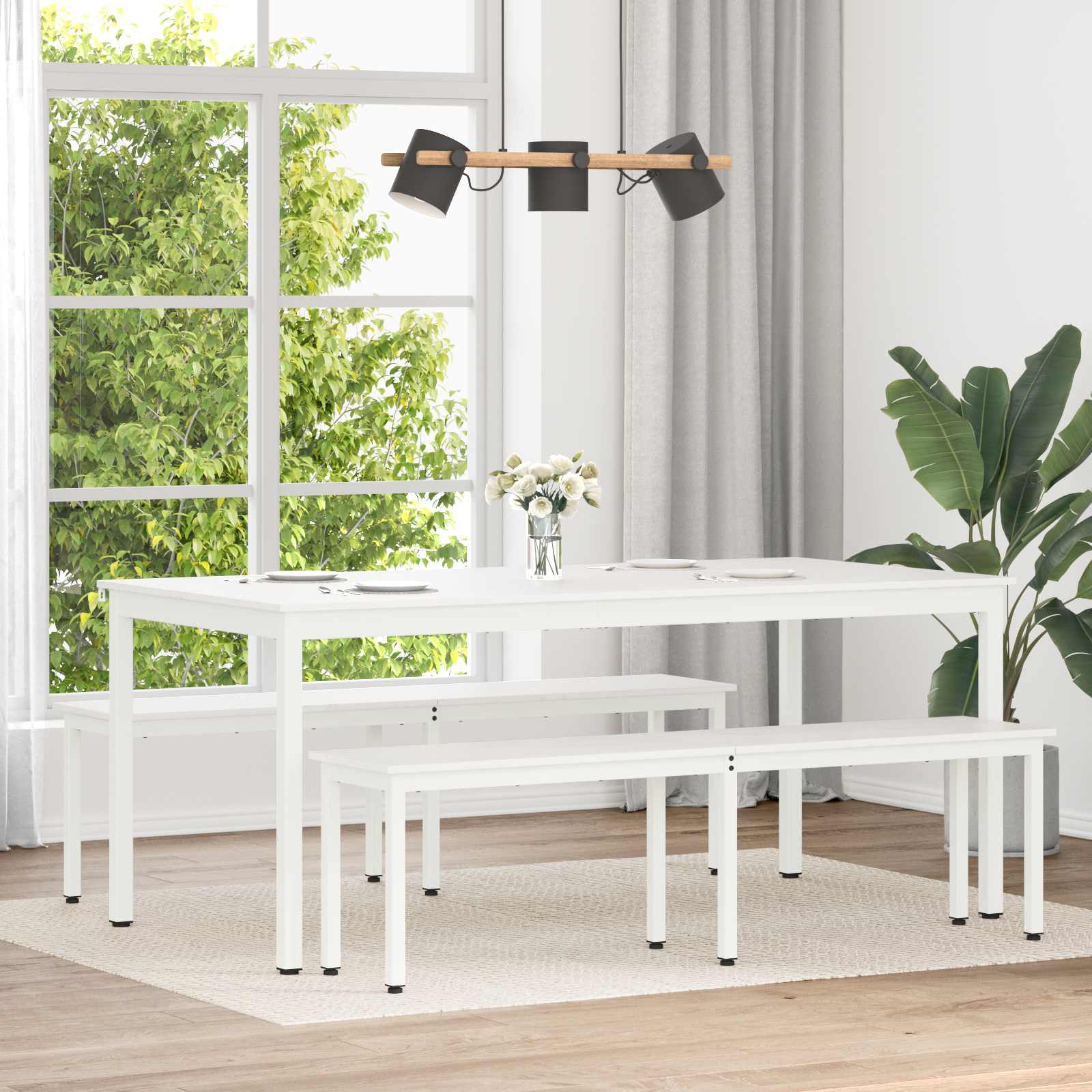 vidaXL Masă de dining Alb 180 x 90 x 75 cm Lemn de pin masiv