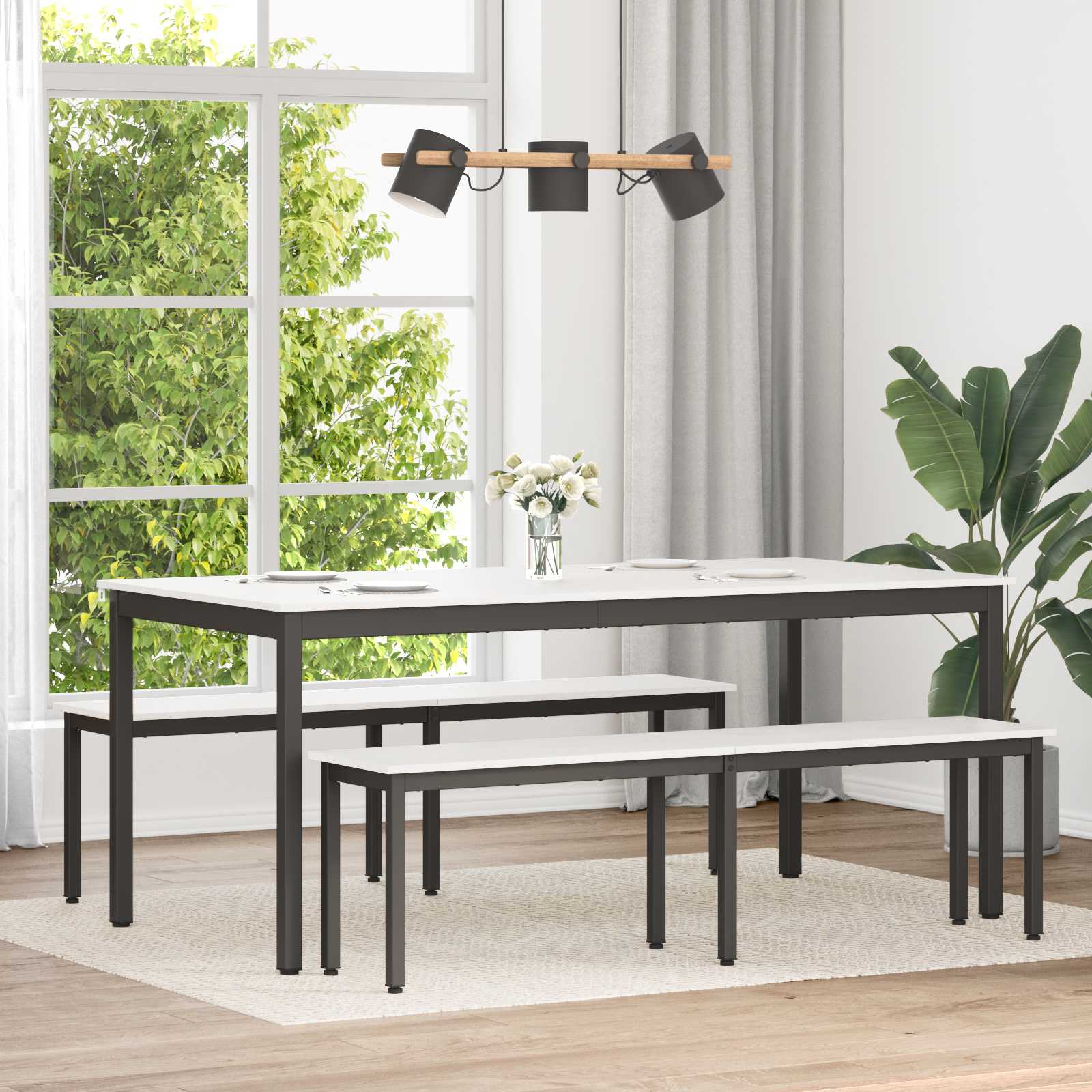 vidaXL Masă de dining Alb 180 x 90 x 75 cm Lemn de pin masiv