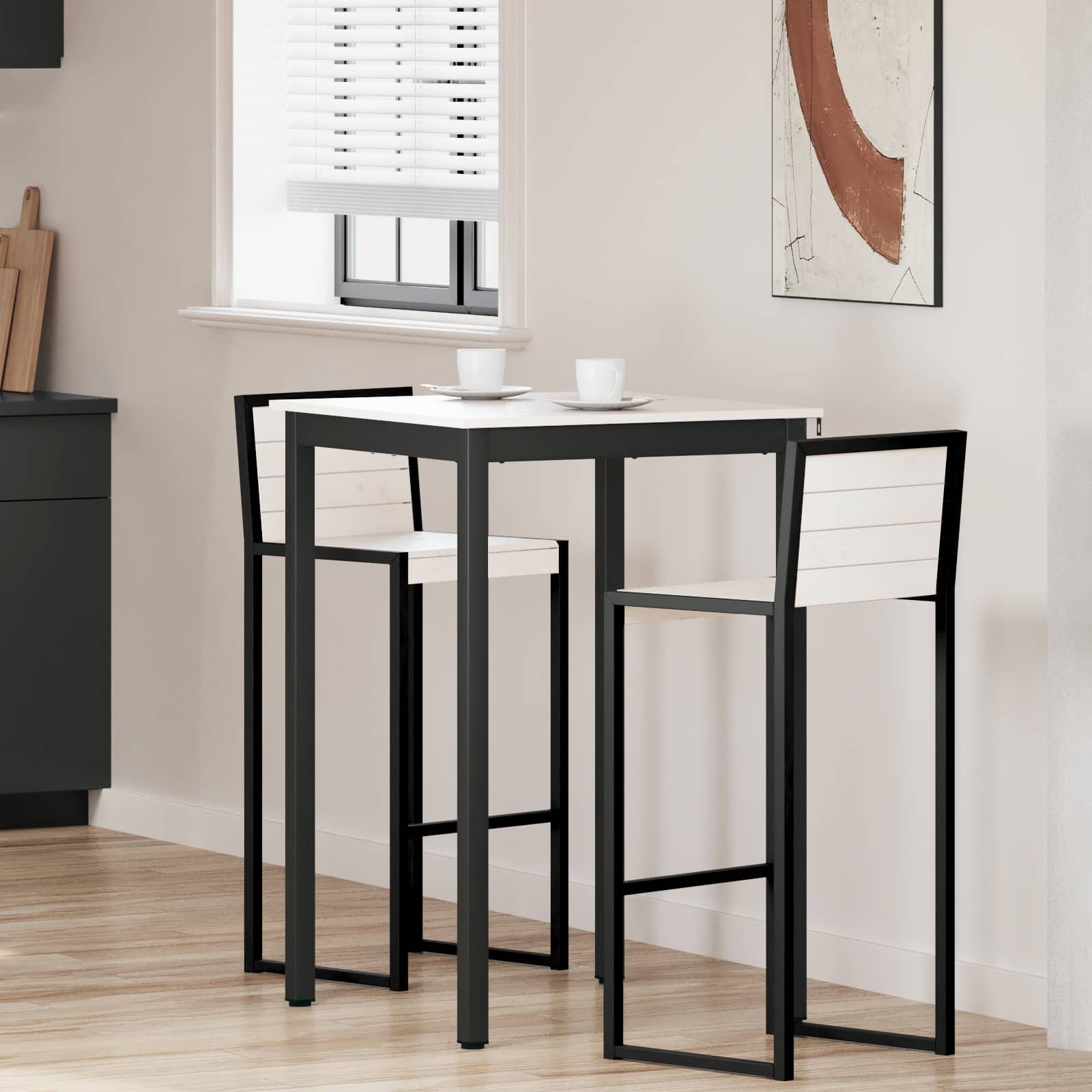 vidaXL Masă de bar Alb 70 x 70 x 105 cm Lemn de pin masiv