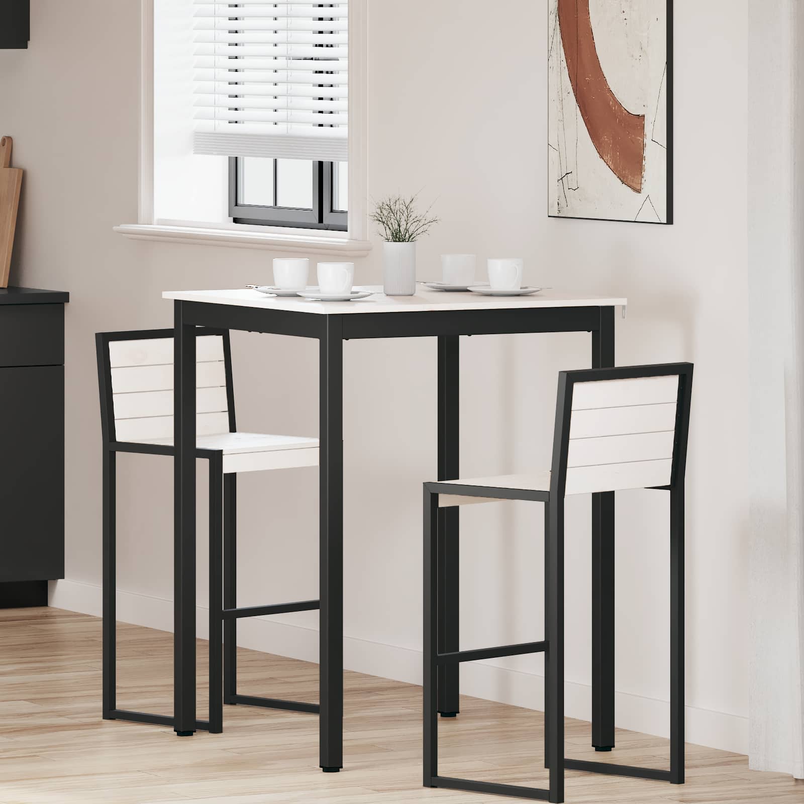 vidaXL Masă de bar Alb 80 x 80 x 105 cm Lemn de pin masiv