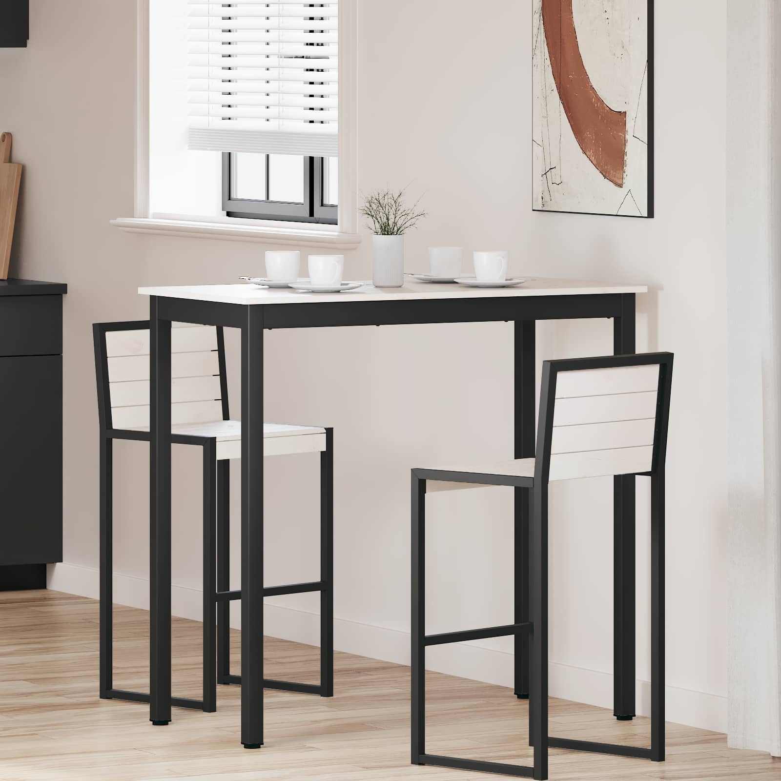 vidaXL Masă de bar Alb 110 x 55 x 105 cm Lemn de pin masiv