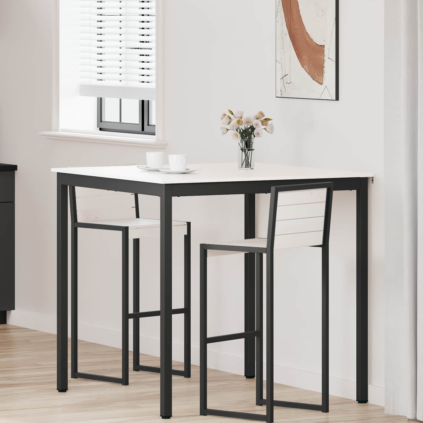 vidaXL Masă de bar Alb 110 x 110 x 105 cm Lemn de pin masiv