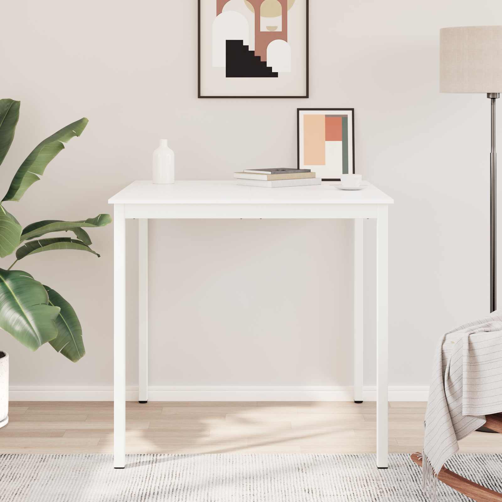 Baaripöytä Valkoinen 110 x 55 x 105 cm Massiivinen mänty - Image 4